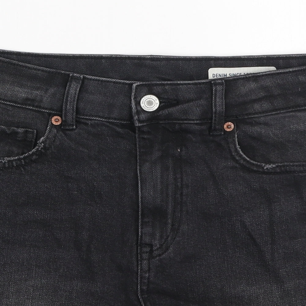 Marks and Spencer Womens Black Cotton Bermuda Shorts Size 6 L3 in Regular Zip