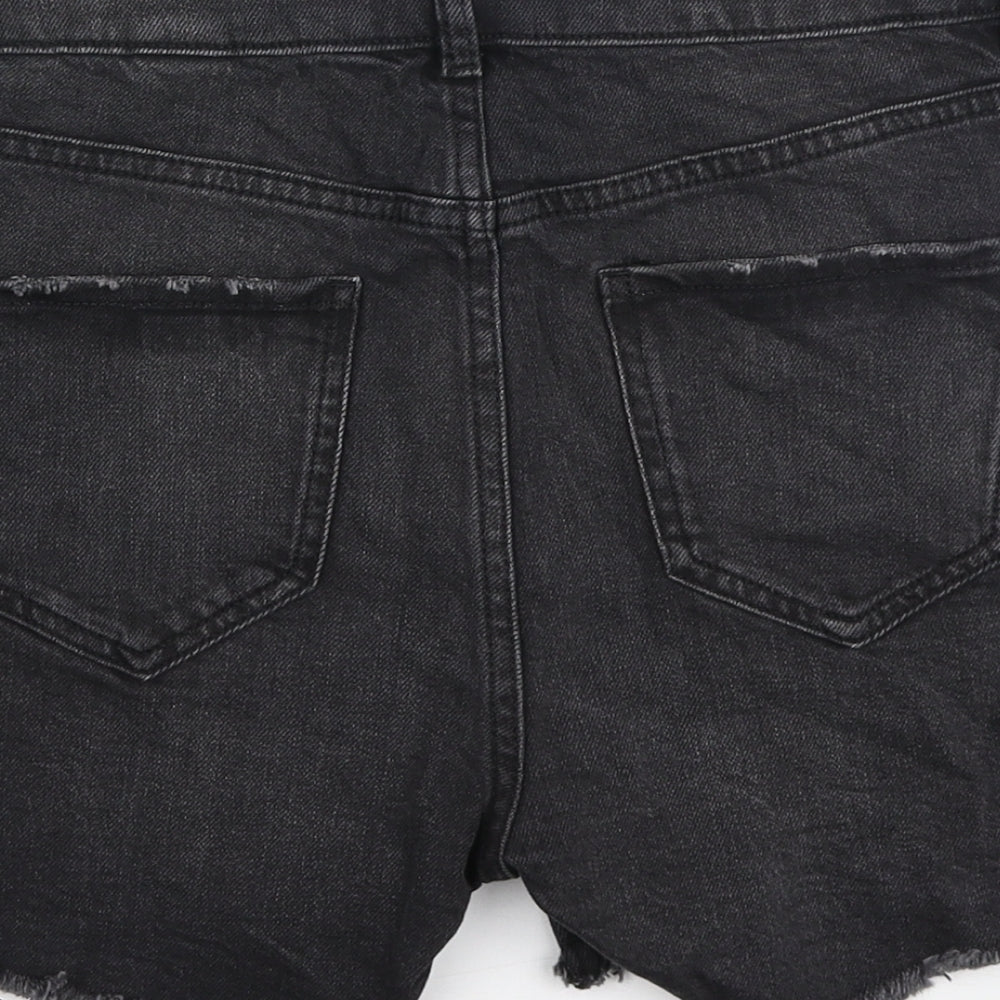 Marks and Spencer Womens Black Cotton Bermuda Shorts Size 6 L3 in Regular Zip
