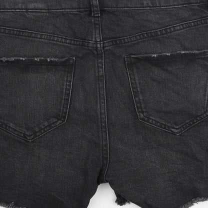 Marks and Spencer Womens Black Cotton Bermuda Shorts Size 6 L3 in Regular Zip