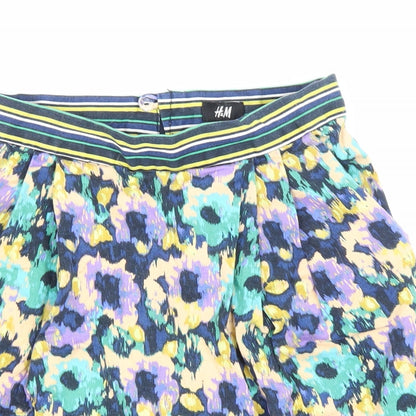 H&M Womens Multicoloured Floral Cotton Bandage Skirt Size 8 Zip
