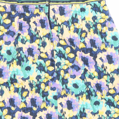 H&M Womens Multicoloured Floral Cotton Bandage Skirt Size 8 Zip