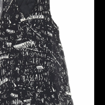 H&M Womens Black Geometric Polyester Tank Dress Size 10 V-Neck Pullover