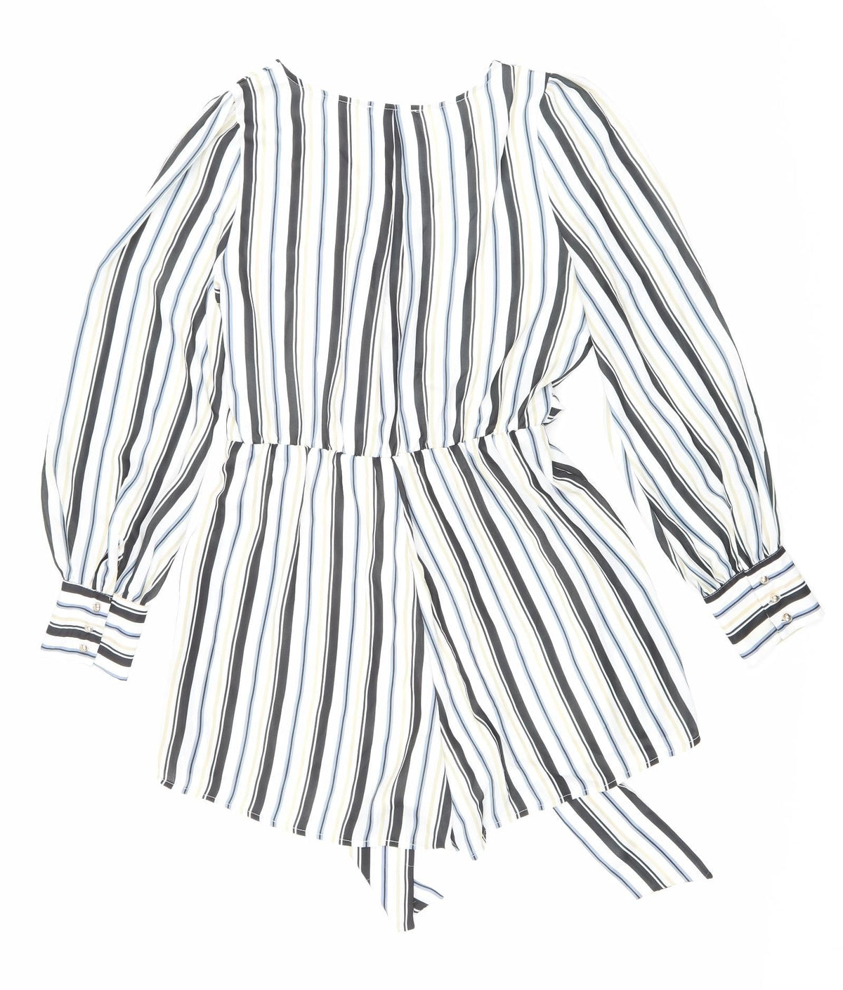 Fashion Nova Womens White Striped Polyester Playsuit One-Piece Size L Pullover