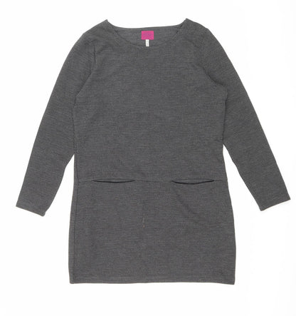 George Womens Grey Polyester Sheath Size 14 Round Neck Pullover