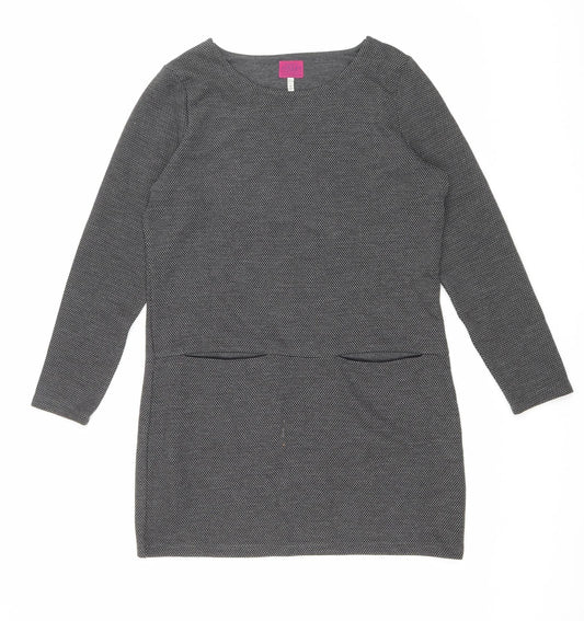 George Womens Grey Polyester Sheath Size 14 Round Neck Pullover