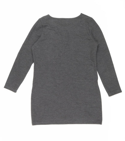 George Womens Grey Polyester Sheath Size 14 Round Neck Pullover