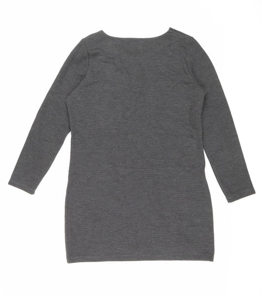 George Womens Grey Polyester Sheath Size 14 Round Neck Pullover