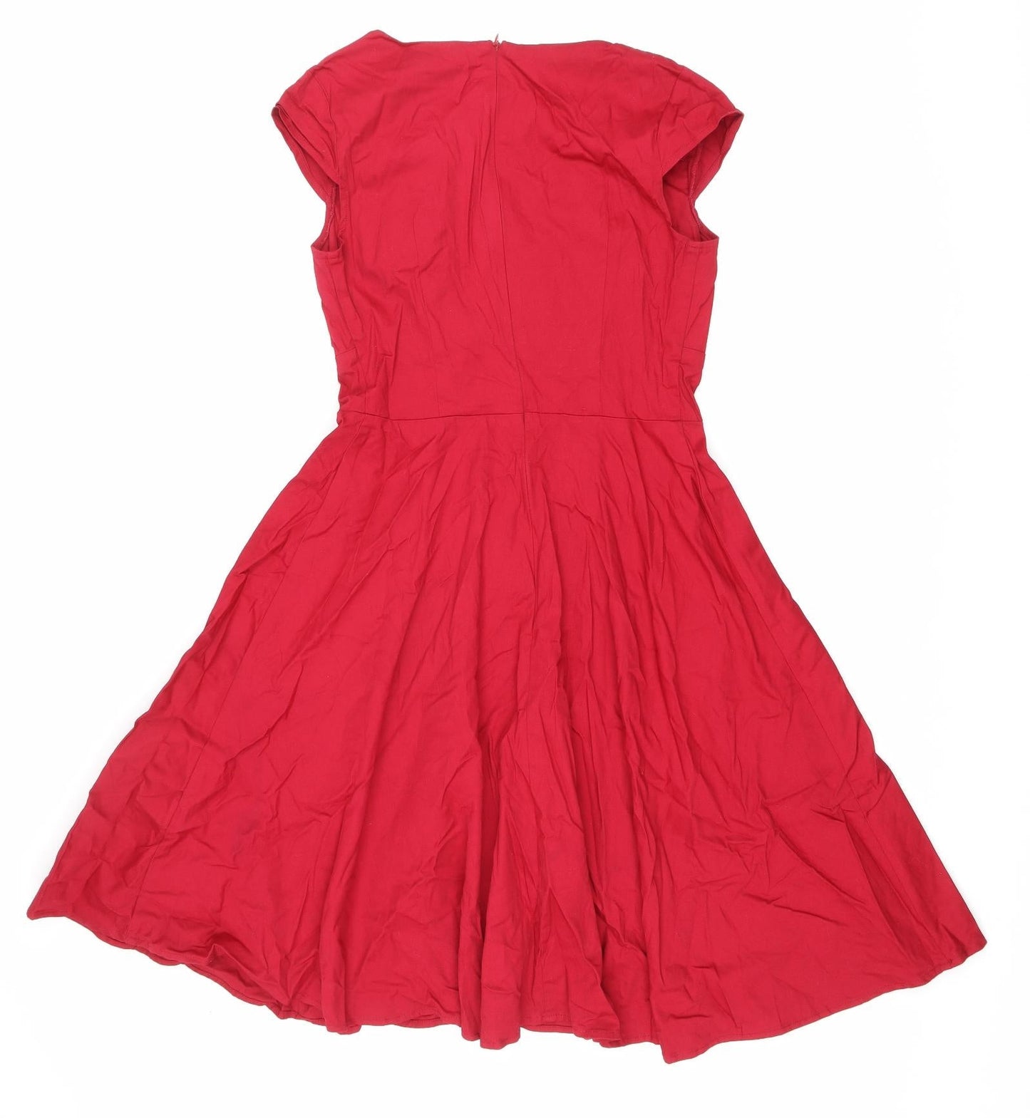 Bbonlinedress Womens Red Cotton Fit & Flare Size M V-Neck Zip