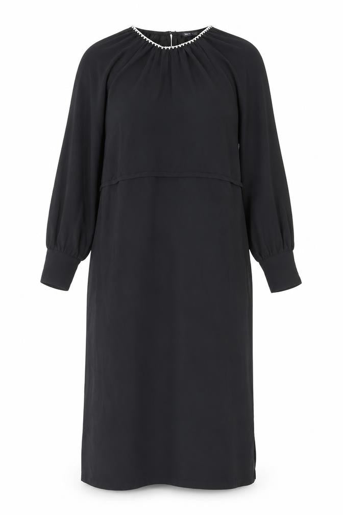 Marks and Spencer Womens Black Polyester Shift Size 8 Round Neck Button
