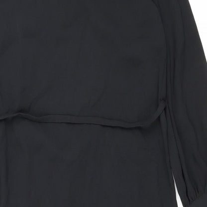 Marks and Spencer Womens Black Polyester Shift Size 8 Round Neck Button