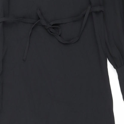 Marks and Spencer Womens Black Polyester Shift Size 8 Round Neck Button