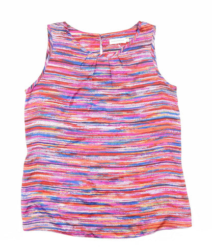 Paraphrase Womens Multicoloured Geometric Polyester Basic Tank Size S Scoop Neck