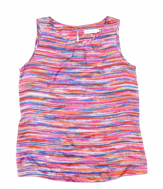 Paraphrase Womens Multicoloured Geometric Polyester Basic Tank Size S Scoop Neck