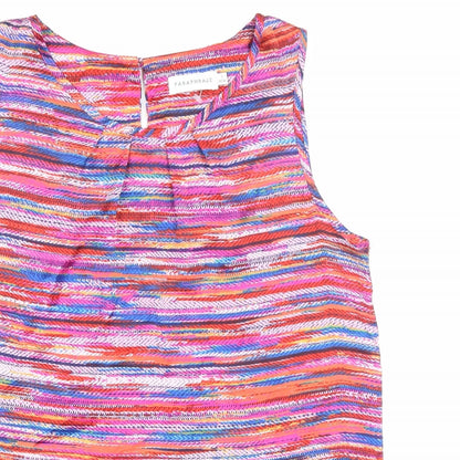 Paraphrase Womens Multicoloured Geometric Polyester Basic Tank Size S Scoop Neck