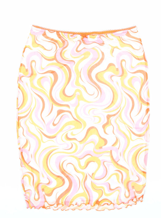 H&M Womens Multicoloured Geometric Polyester Straight & Pencil Skirt Size M Drawstring