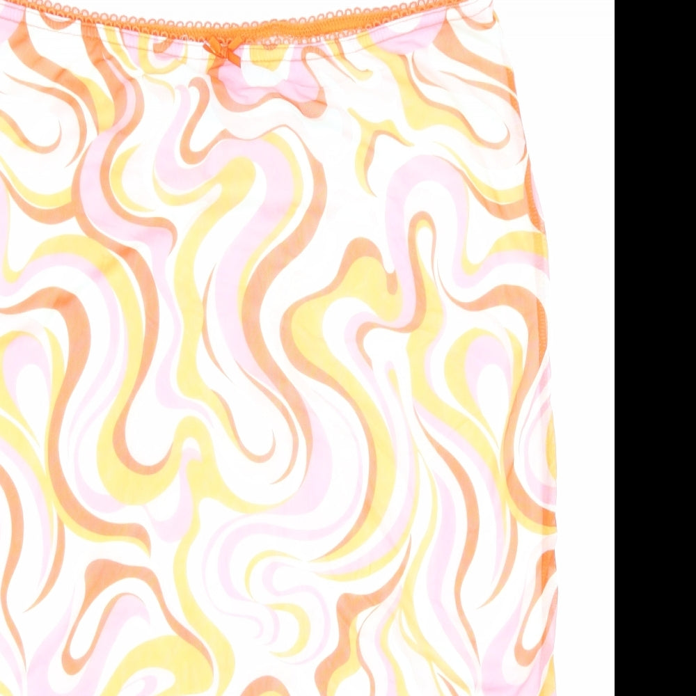 H&M Womens Multicoloured Geometric Polyester Straight & Pencil Skirt Size M Drawstring