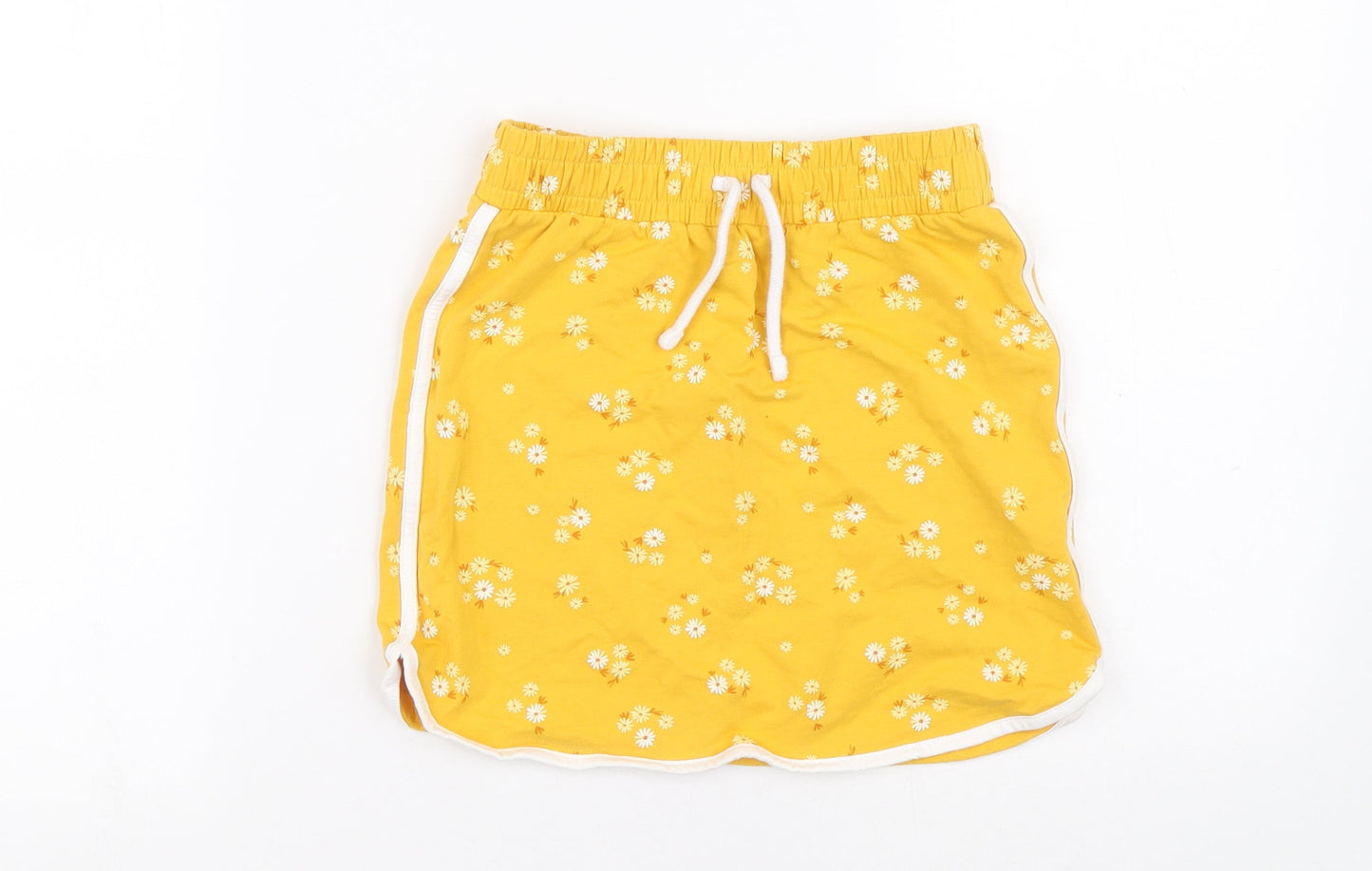 George Girls Yellow Floral Cotton Mini Size 8-9 Years Regular Drawstring