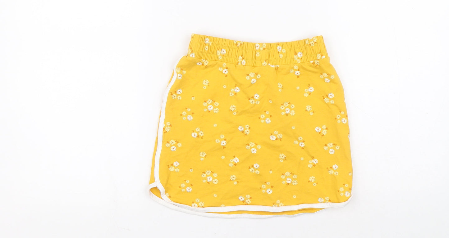 George Girls Yellow Floral Cotton Mini Size 8-9 Years Regular Drawstring