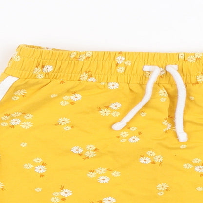 George Girls Yellow Floral Cotton Mini Size 8-9 Years Regular Drawstring