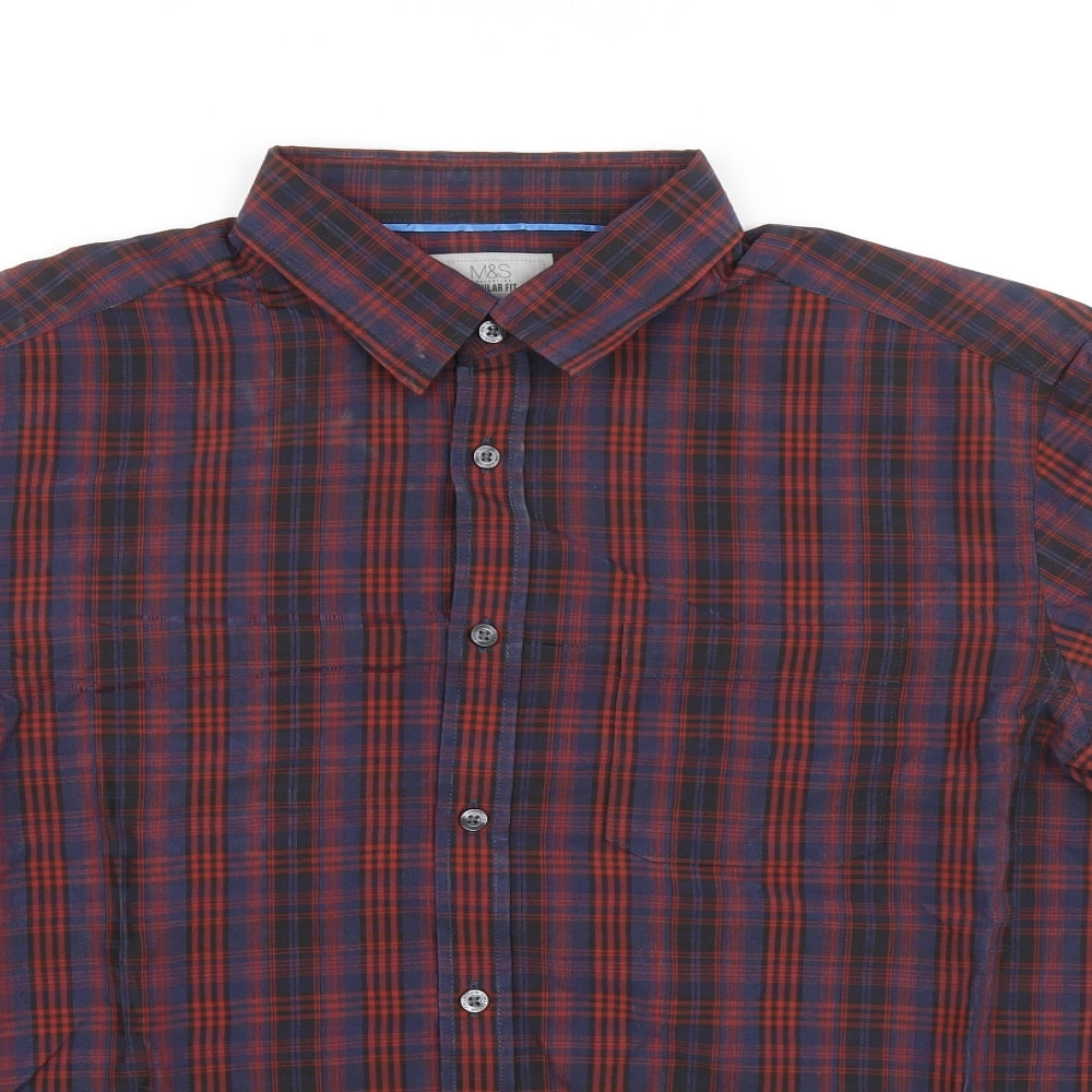 Mens UK Size L Marks and Spencer Multicoloured  Button-Up Short Sleeve Casual Sh