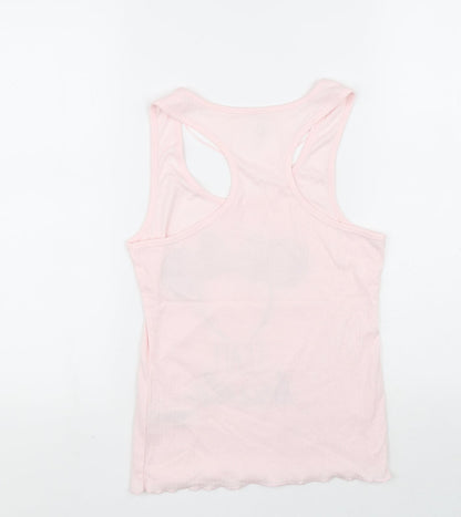 Disney Girls Pink Polyester Basic Tank Size 10-11 Years Scoop Neck Pullover - Team bride