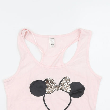 Disney Girls Pink Polyester Basic Tank Size 10-11 Years Scoop Neck Pullover - Team bride