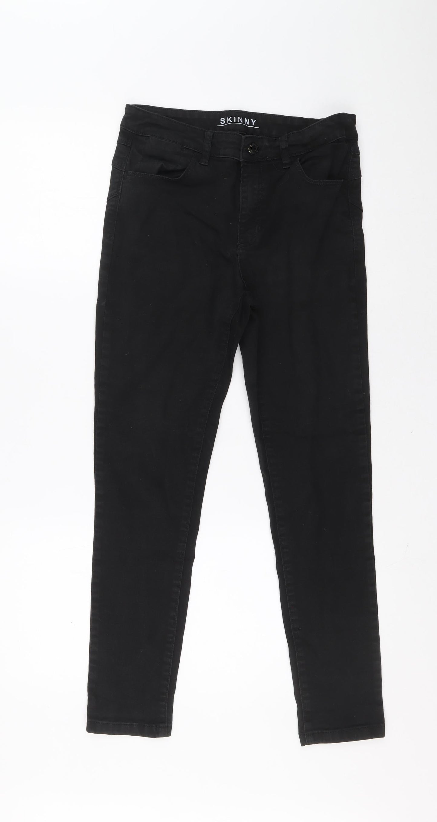 Marks and Spencer Womens Black Cotton Skinny Jeans Size 12 L26.5 in Regular Zip