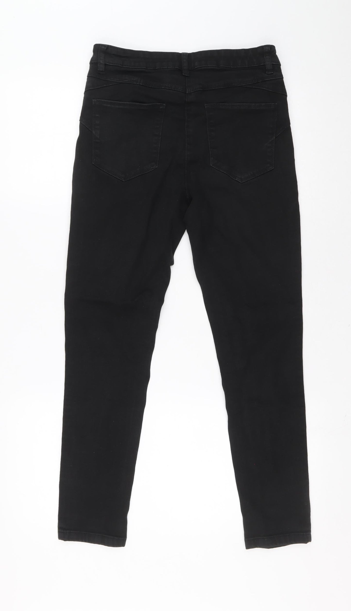 Marks and Spencer Womens Black Cotton Skinny Jeans Size 12 L26.5 in Regular Zip