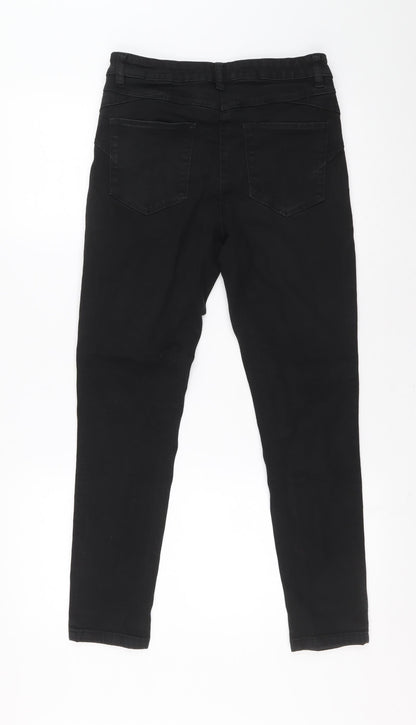 Marks and Spencer Womens Black Cotton Skinny Jeans Size 12 L26.5 in Regular Zip