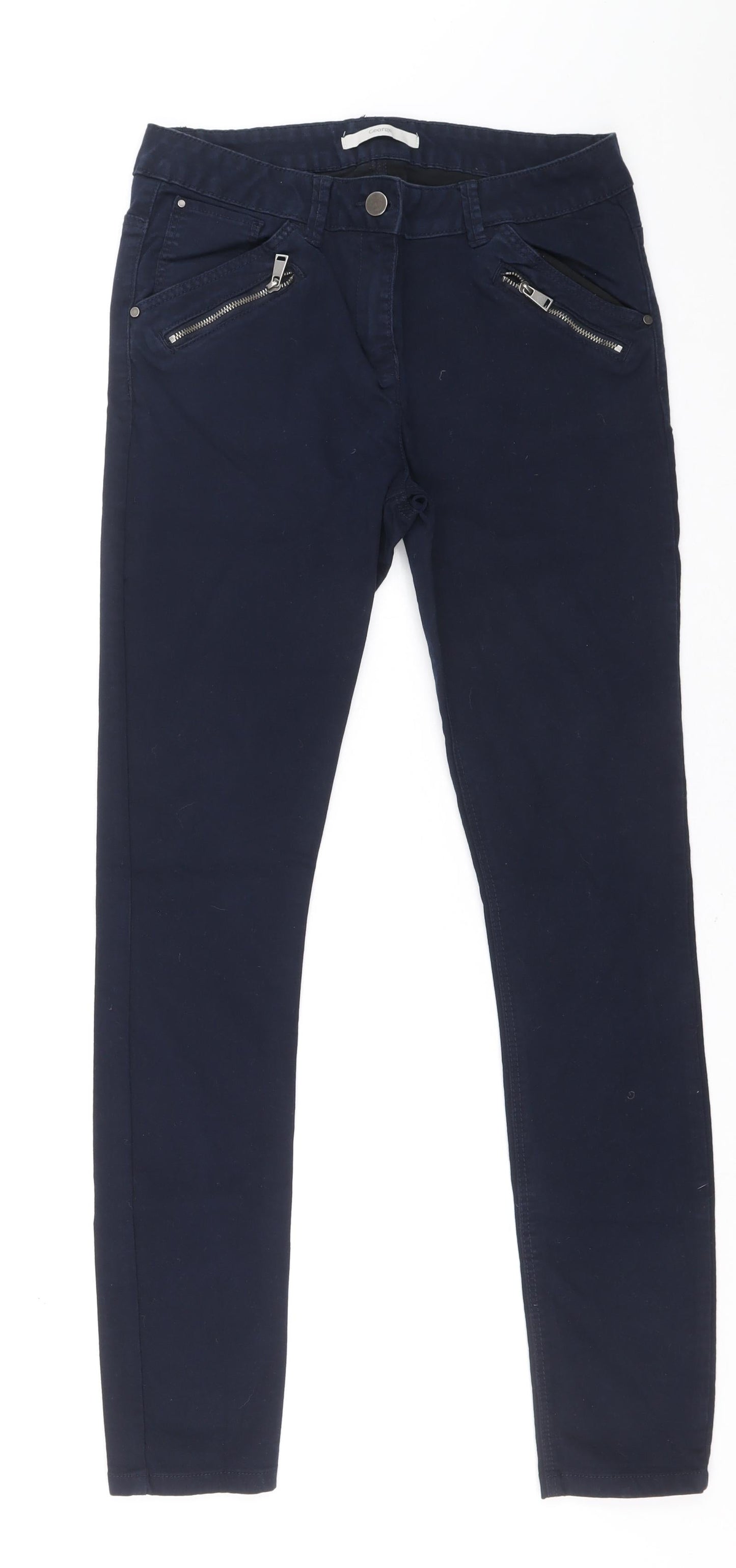 George Womens Blue Cotton Skinny Jeans Size 28 L30 in Regular Zip