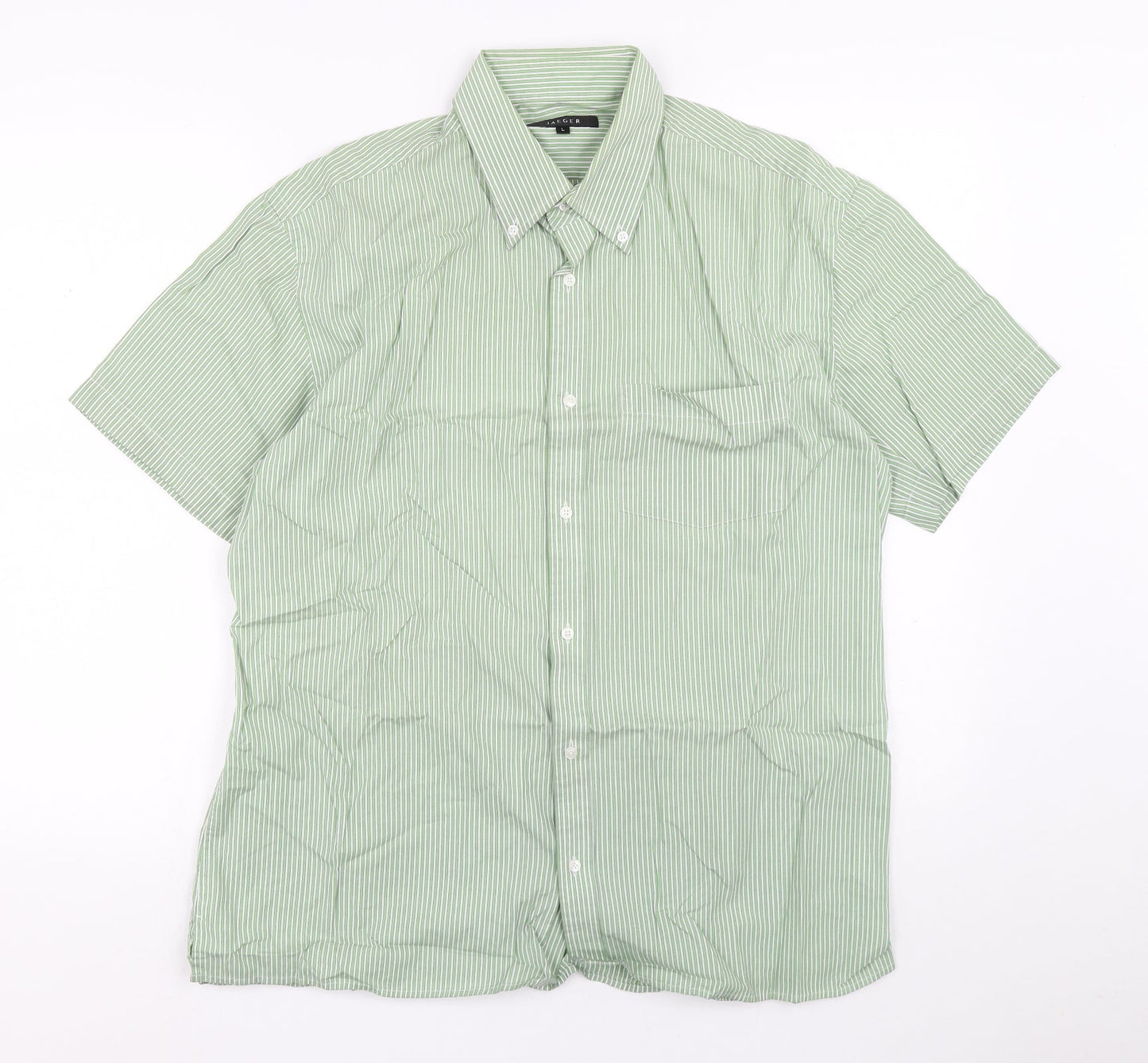 Mens UK Size L Jager Green  Button-Up Short Sleeve Casual Shirt
