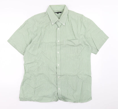 Mens UK Size L Jager Green  Button-Up Short Sleeve Casual Shirt