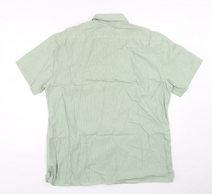 Mens UK Size L Jager Green  Button-Up Short Sleeve Casual Shirt