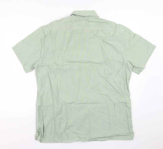 Mens UK Size L Jager Green  Button-Up Short Sleeve Casual Shirt