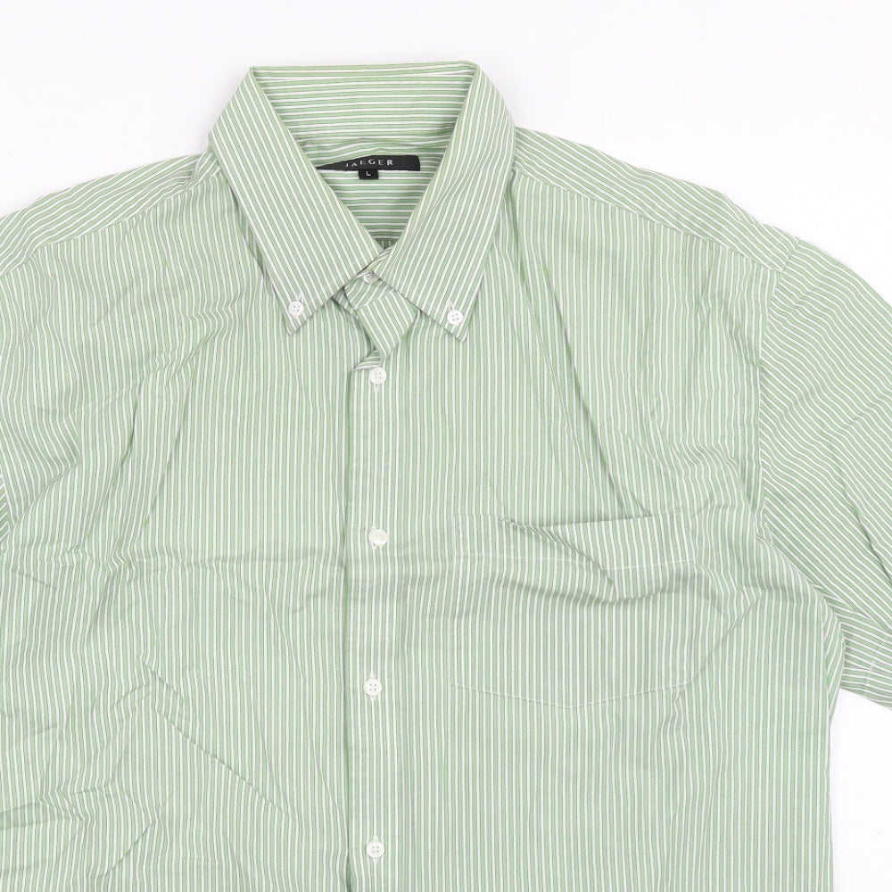Mens UK Size L Jager Green  Button-Up Short Sleeve Casual Shirt