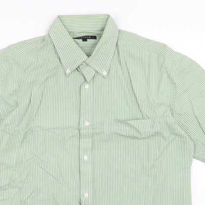 Mens UK Size L Jager Green  Button-Up Short Sleeve Casual Shirt