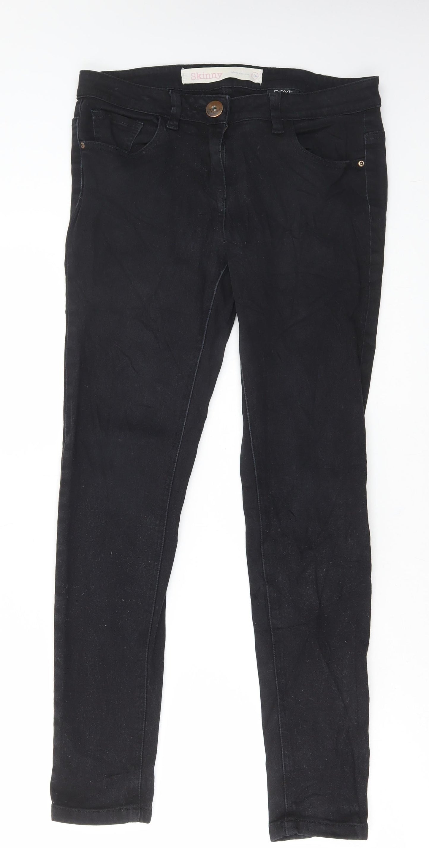 NEXT Womens Black Cotton Skinny Jeans Size 10 L28 in Regular Button