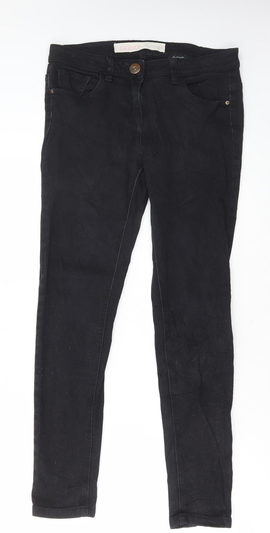 NEXT Womens Black Cotton Skinny Jeans Size 10 L28 in Regular Button