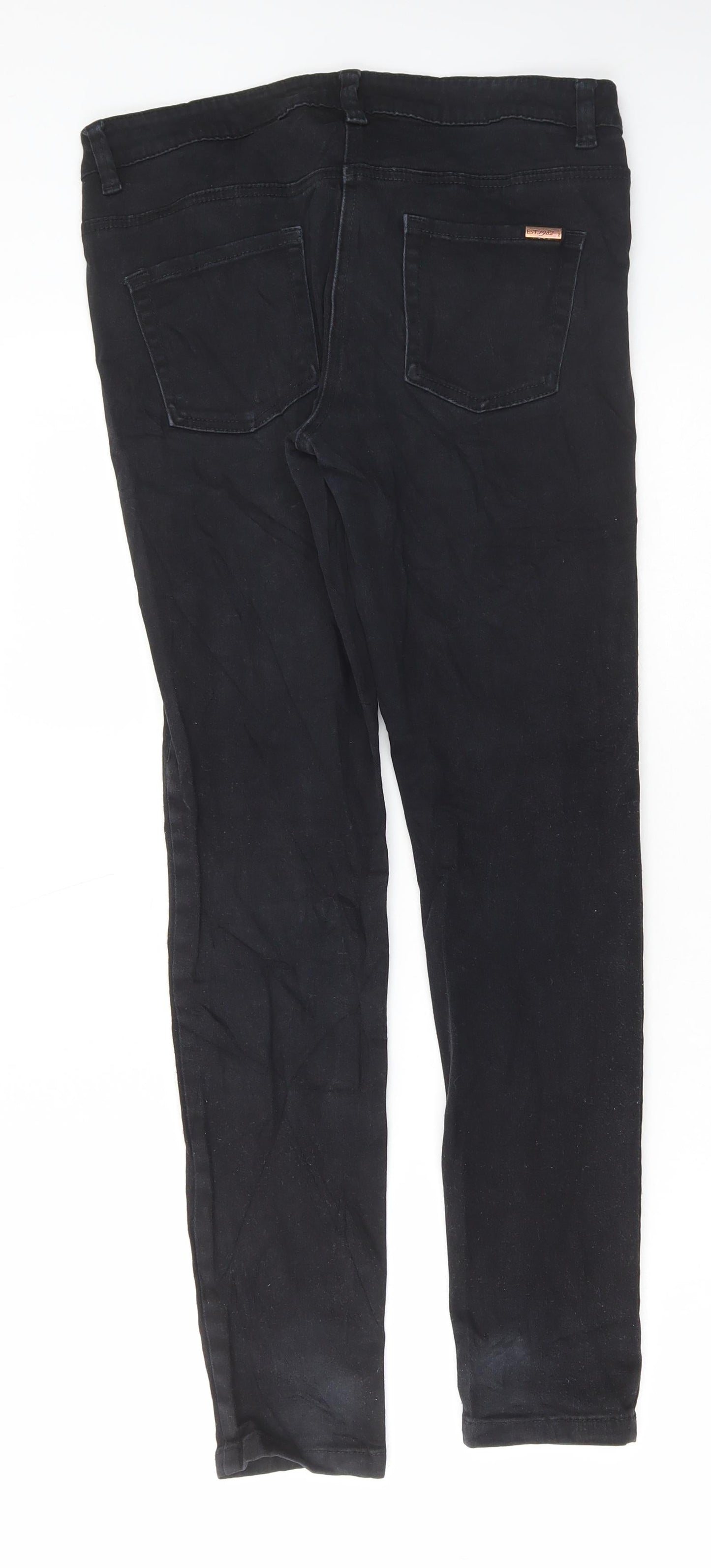 NEXT Womens Black Cotton Skinny Jeans Size 10 L28 in Regular Button