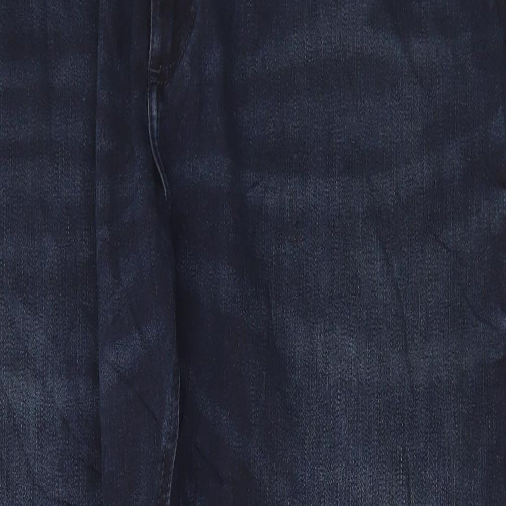 Marks and Spencer Mens Blue Cotton Straight Jeans Size 42 in L31 in Regular Button