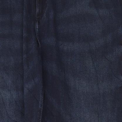 Marks and Spencer Mens Blue Cotton Straight Jeans Size 42 in L31 in Regular Button