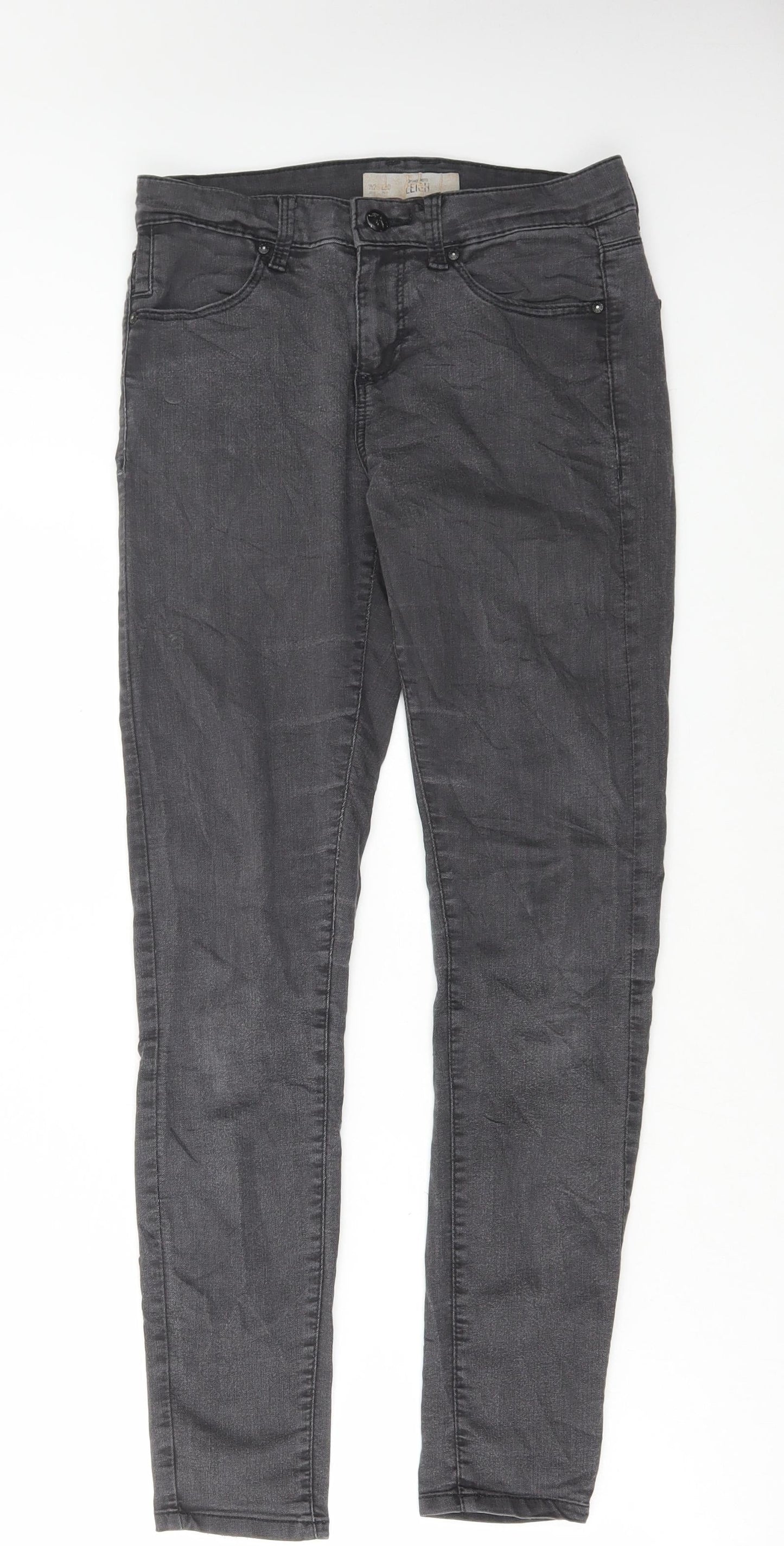 Topshop Womens Grey Cotton Skinny Jeans Size 28 in L30 in Regular Button