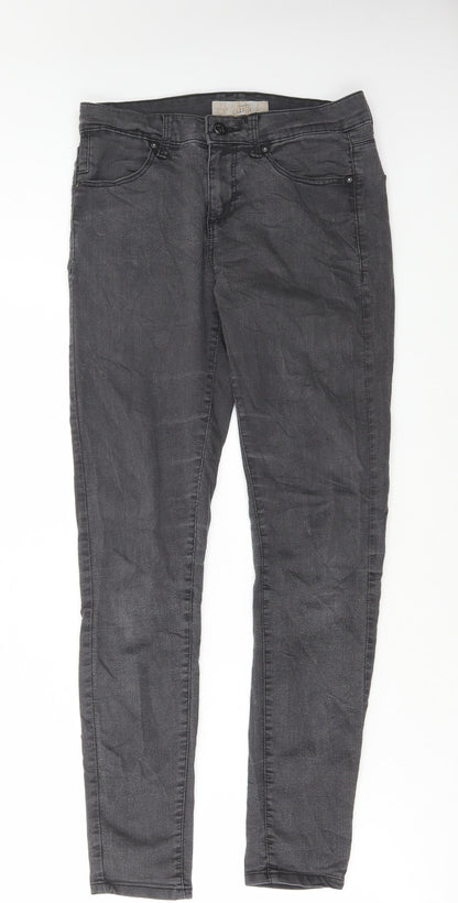 Topshop Womens Grey Cotton Skinny Jeans Size 28 in L30 in Regular Button