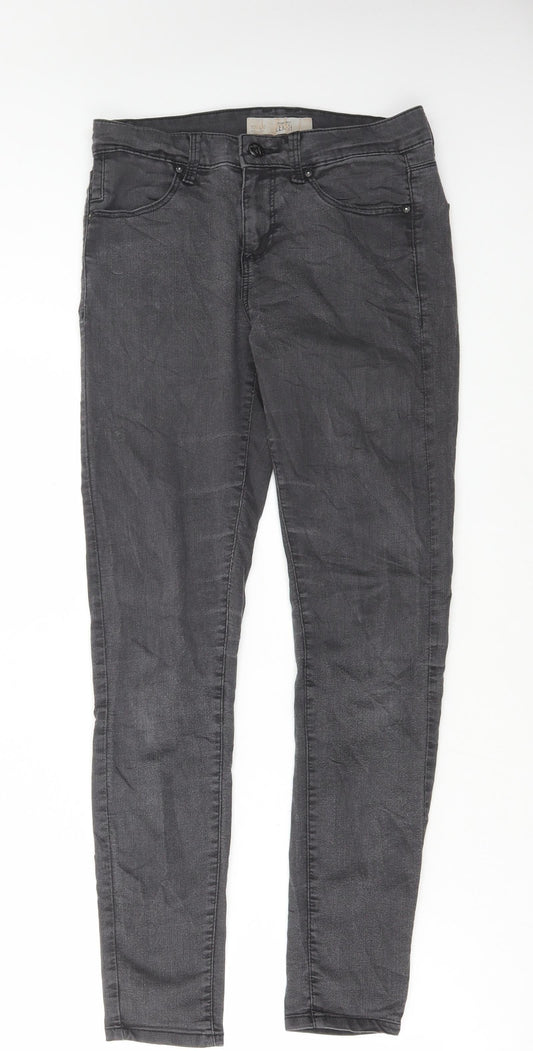 Topshop Womens Grey Cotton Skinny Jeans Size 28 in L30 in Regular Button