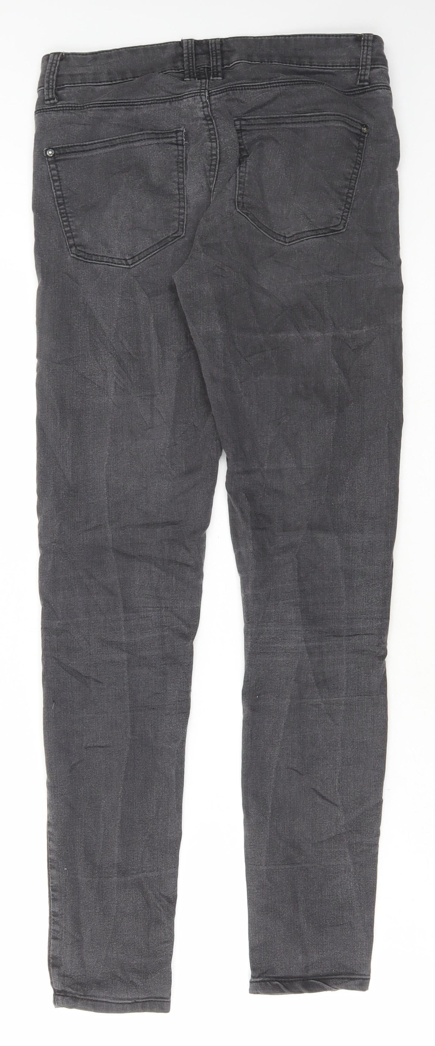 Topshop Womens Grey Cotton Skinny Jeans Size 28 in L30 in Regular Button