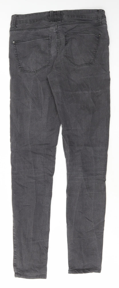 Topshop Womens Grey Cotton Skinny Jeans Size 28 in L30 in Regular Button