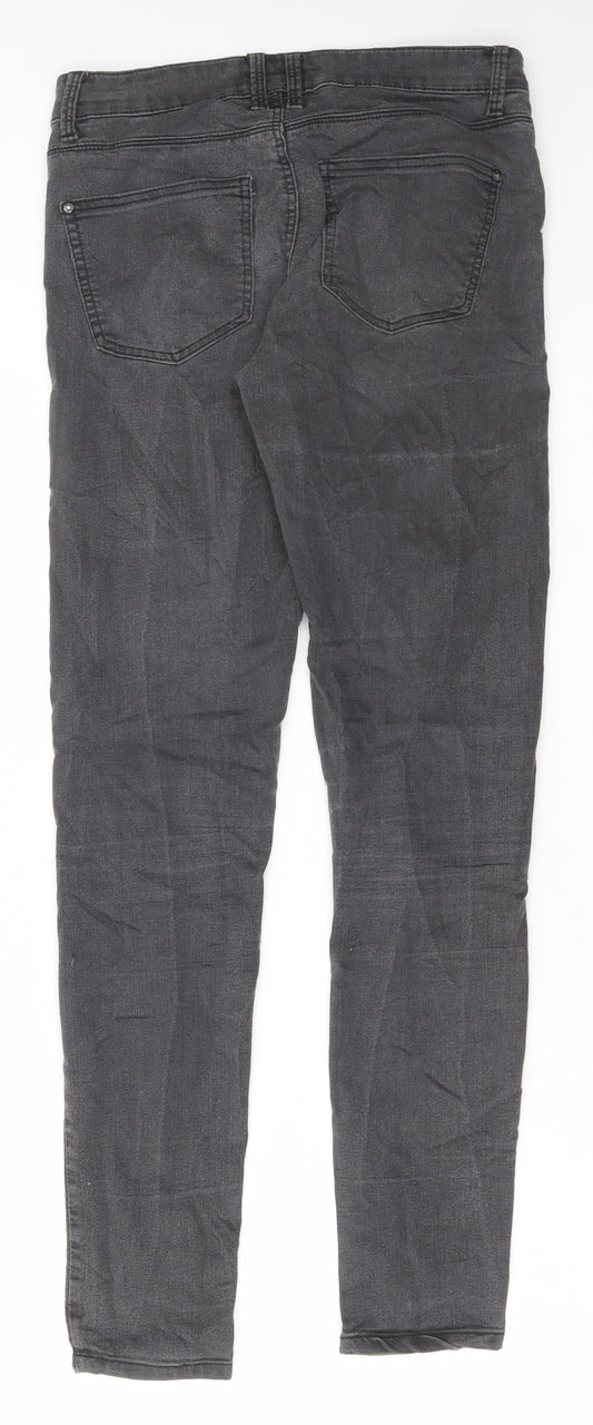 Topshop Womens Grey Cotton Skinny Jeans Size 28 in L30 in Regular Button