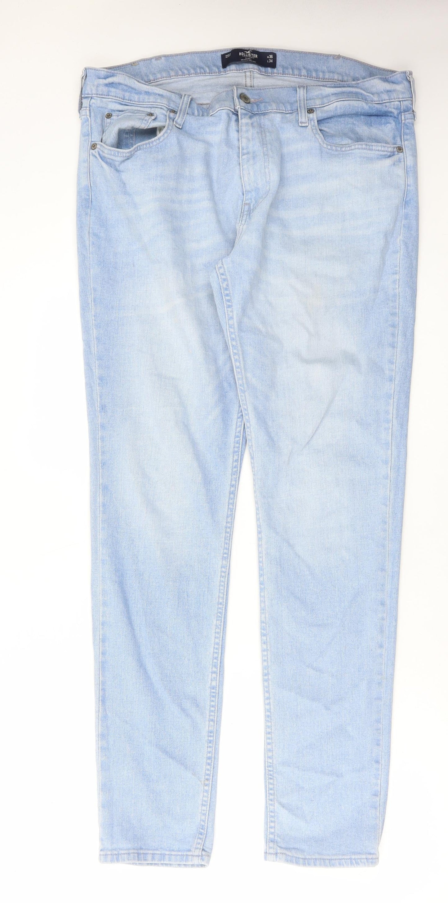 Hollister Womens Blue Cotton Straight Jeans Size 36 in L34 in Regular Button