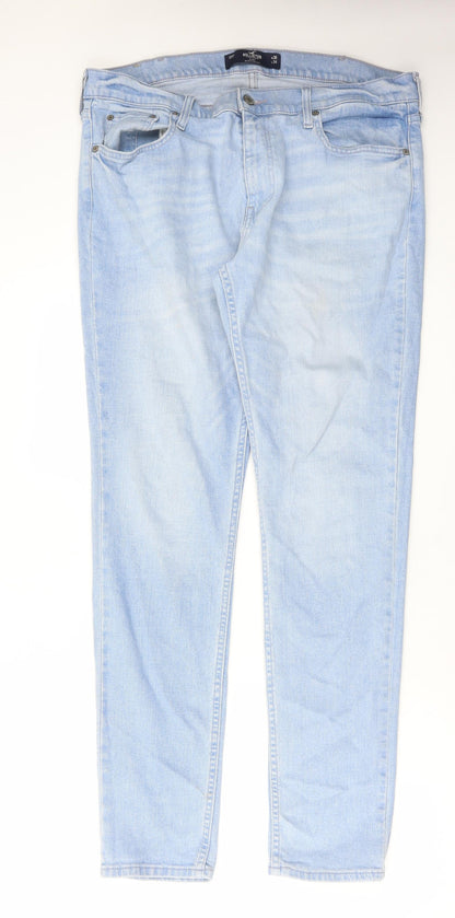 Hollister Womens Blue Cotton Straight Jeans Size 36 in L34 in Regular Button