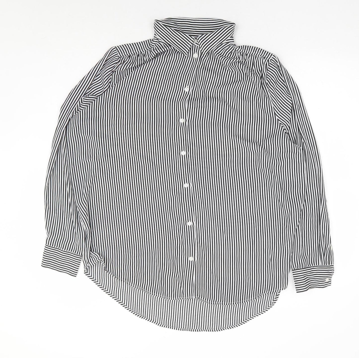 Womens UK Size M H&M Black Basic Button-Up